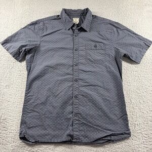 Voyager Pattern Shirt Mens Medium Blue Button Down Short Sleeve